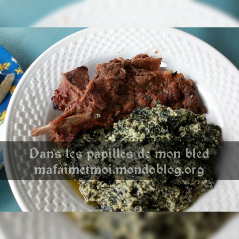 Morceau de viande de Mme Elombo, dans un plat de Ndolè / Crédit photo : Votre espionne culinaire